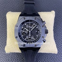 42MM Super Edition Reloj de cerámica negro 26238 Relojes mecánicos automáticos para hombres CAL.3126 Movimiento Pulsera de caucho de acero inoxidable Relojes de pulsera impermeables