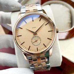 42 mm Traditionnelle A21J Reloj automático para hombre Dos tonos Oro rosa Champagne Dial Marcadores de barra Relojes de pulsera de acero inoxidable 5 estilos Puretime01 E158d4