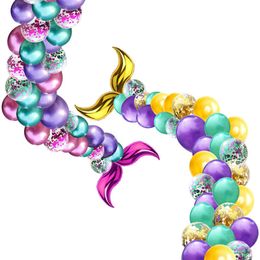 42PCSet Mermaid Balloon Garland Verjaardagsfeest Decoraties Mermaid Tail Ballon Boog Set Wedding Party Decoratie Air Ball 201203