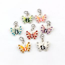 42 pièces mélange émail strass papillon flottant homard fermoirs pendentifs à breloque pour la fabrication de bijoux Bracelet collier bricolage accessoires 222W