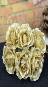 42pcs Bouquet de fleurs artificielles de la rose en or orné pour le mariage Bouquet de mariée de la maison de mariage Bouquet de mariée Fake Craft Flowers7000978