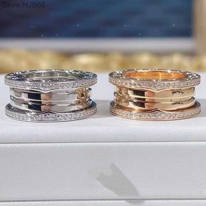 42w9 Luxe Sieraden Band Ringen Lente Set Dubbelzijdig Diamanten Paar voor Mannen en Vrouwen Liefhebbers Dezelfde Stijl 18k Rose Gold Luxe Ring 6opt