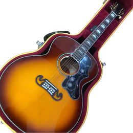 43 inch J200 mal massief hout polijsten hout oranje rood glanzend verfoppervlak akoestische houten gitaar