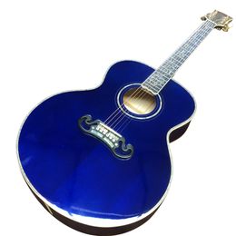 Guitare acoustique en bois massif bleu ciel série J200 de 43 pouces