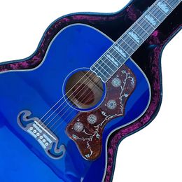 43 inch massief hout J200 mal hemelsblauw heldere verf + harde doos akoestische gitaar