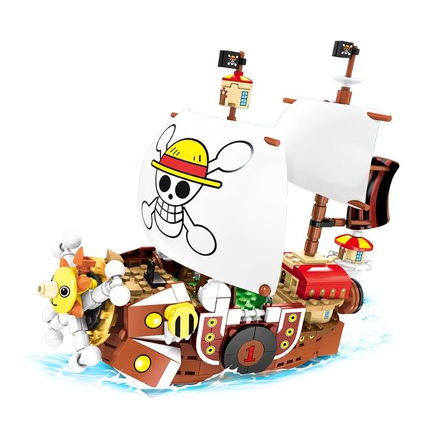 432 pcs One Pieces Bateaux Mille Bateaux Pirate Ensoleillés Luffy Blocs Modèle Techinc Idée Chiffres Briques de Construction Enfants Jouets Cadeaux 220715