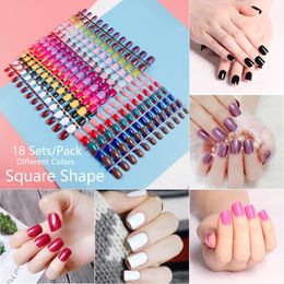 432pcs pack mélangé 18 couleurs couverture complète Stiletto ongles amande faux acrylique montagne fin pointu faux ongles art conseils 220716