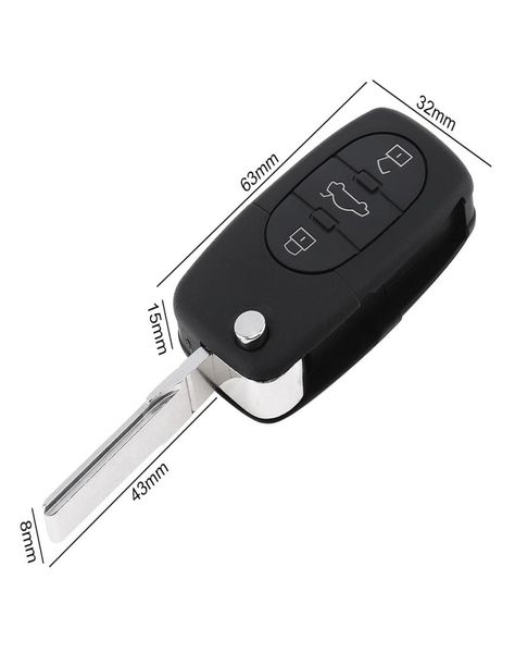 433MHz 3 botones Key sin llave Flip Remote Key Fob con ID48 Chip 4D0837231K para Audi A6 TT Modelos antiguos Key10w6956592