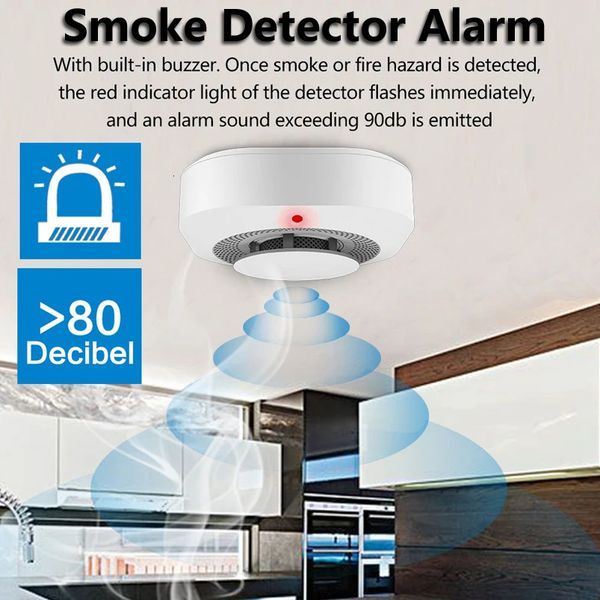 Détecteur d'alarme de capteur d'alarme de fumée de Protection incendie sans fil 433 MHz pour Tuya RF WIFI GSM systèmes d'alarme de sécurité à domicile 240219