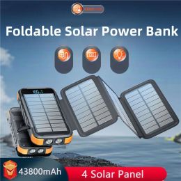 Banco de energía solar plegable de 43800 mAh Portable para iPhone 14 Samsung Huawei PD 20W Carga rápida PowerBank incorporado Poverbank