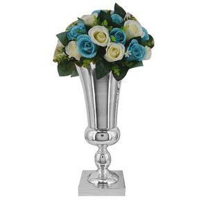 43cm grote prachtige zilveren ijzer luxe bloem vaas bruiloft tafel centerpiece home decor T200703
