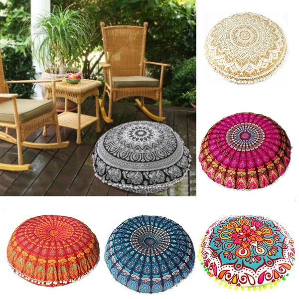 43 cm Round Mandala tai-oreiller Bohemian coussin de coussin oreillers de plancher de la maison imprimé 240411