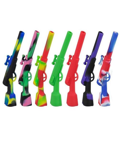 43 pouces de pistolet à fusil Pipe de silicone avec bol en métal plate à huile de gréement de nookah stylo silicone herbe tabac