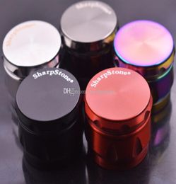 43 mm 4pc Black Gold Drum Rainbow Herb Grinders avec des brouteurs de tabac métallique Sharpstone pour Bongs4418114