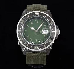 43mm hommes montres en fibre de carbone montre pour hommes diw automatique cal.3235 mouvement eta noir bleu vert arabe tissu velcro mer bracelet en cuir plongée sport or montres-bracelets