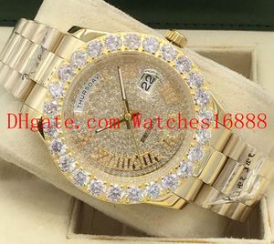 Relógios de 43 mm Day-Date Presidente Ouro branco 18k Diamante Moldura Lugs Mostrador romano Movimento mecânico automático Relógio masculino