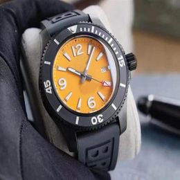 Montre pour hommes, étanche, haute qualité, mouvement automatique, cadran Orange, bracelet en caoutchouc, 43mm, 300F