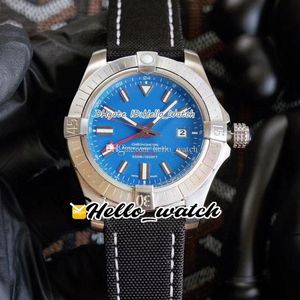43mm World Time GMT II A32390111C1W1 A3239011 Automatische Mens Horloge Dualtime Zone Blue Dial Steel Case Nylon Lederen Band Horloges HWBR HELLO_WATCH C124B (1)
