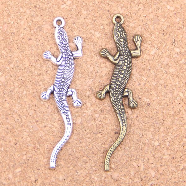 43 pièces Antique argent Bronze plaqué lézard gecko pendentif à breloques collier à faire soi-même Bracelet Bracelet résultats 56*15mm