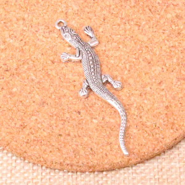 43 Uds. Amuletos lagarto gecko 56*15mm ajuste de colgante antiguo, plata tibetana Vintage, joyería hecha a mano DIY