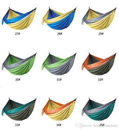 44 Kleuren Nylon Hangmat Met Touw Karabijnhaak 10655 inch Outdoor Parachutedoek Hangmat Opvouwbaar Veld Camping Schommel Hangend Bed B7406350