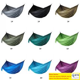 44 kleuren nylon hangmat met touw karabijnhuis buiten parachute doek hangmat opvouwbare veld camping swing hanging bed bc