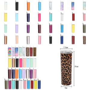 20oz Skinny Cups Skinny Tumbler Koffie Bekers met Deksels Vacuüm Geïsoleerde Rechte Cup Bier Waterfles met Rietjes Cyz2712 Sea Shipping