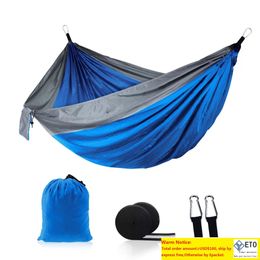 44 couleurs extérieur Parachute hamac pliable Camping balançoire lit suspendu hamacs en tissu de Nylon avec cordes mousquetons