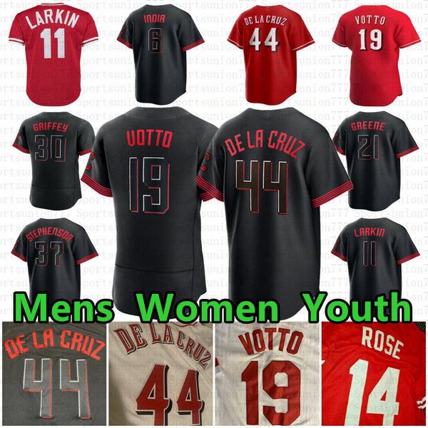 44 Elly de la Cruz 19 Joey Votto Baseball Jersey Ken Griffey Jonathan India Hunter Greene Johnny Bench Tyler Stephenson Jake Fraley Newman Spencer Steer Joe