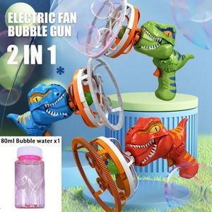 Machine à bulles de dinosaure à 44 trous avec solution de bulles pour enfants Bubble Maker Guns Toys Bubble Blaster Gift for Summer Outdoor 240410