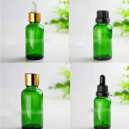 440pcs 30 ml Bouteille en verre vert vert 30 ml avec capuchons en or argent noir 1 oz bouteilles cosmétiques en verre sksjr