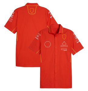 44F3 Heren Polos F1 2024 Team T-shirt Nieuwe Formule 1 Racing Mens Polo Shirts T-shirt Motorsport No.16 en No.55 Driver Red T-Shirt-fans Shirts Jersey