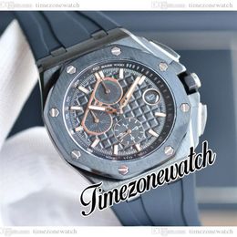 44mm 26405CE quartz chronograaf herenhorloge 26405 zwarte getextureerde wijzerplaat PVD zwarte stalen kast rubberen band stopwatch nieuwe horloges Timez317g