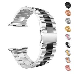 44mm 40mm Metalen Armband Roestvrij Stalen Bandjes Voor Apple Watch Series 6 5 4 SE Bands Met Adapter Connector Vervangende Horlogeband Iwatch 38mm 42mm Dropshipping