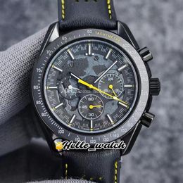 44 mm Apollo Commémorative Edition Montres Dark Side Moon 311 92 44 30 01 001 Quartz Chronographe Montre Homme PVD Acier Noir Cuir239D