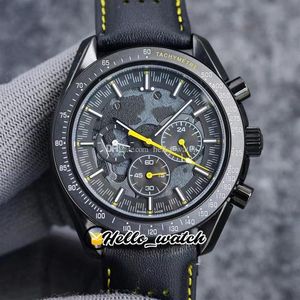 44 mm Apollo Commémorative Edition Montres Dark Side Moon 311 92 44 30 01 001 Quartz Chronographe Montre Homme PVD Acier Noir Cuir274q