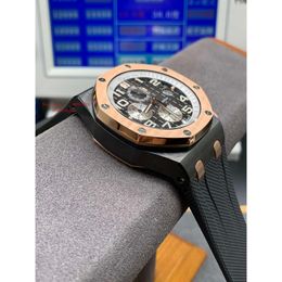 44 mm APS Steel Watch Designers SUPERCLONE Mouvement pour hommes Chronographe Céramique Série blanche Alliage d'usine automatique Le 26405 Temps mécanique 157