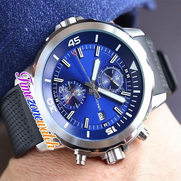 44mm Aquatimer Family IW379502 IW379507 4813 Montre automatique pour homme Cadran bleu Boîtier en acier Bracelet en caoutchouc Montres de sport No Chronograph271M