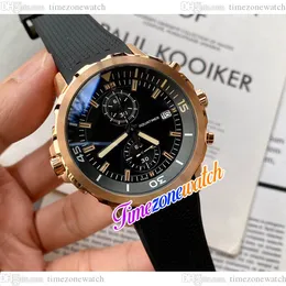 44 mm Aquatimer Family IW379503 Quartz Chronograph Mens Watch Black Dial Rose Gold Case Rubber Riem Stopwatch Date Nieuwe horloges TimeZoneWatch E128