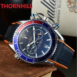 Relojes deportivos casuales de 44 mm Cronómetro para hombres Reloj de pulsera funcional completo de primeras marcas Reloj de cuarzo para hombre Cronógrafo de moda Banda de silicona Reloj de lujo