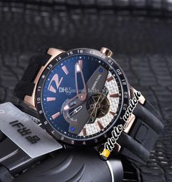 44 mm heren horloges Executive El Toro Perpetual 320 00 Black Dial Tourbillon Automatic Mens Watch Rose Gold Case Rubber Riem Hwun 3735372