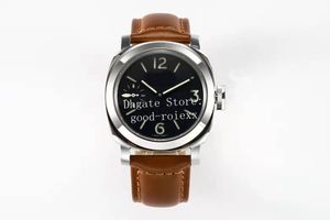 44mm Montre Homme Hommes Pam Montres Mécanique Main Winde 111 Noir Lumineux Plongée Marron Cuir Transparent Dos Officine 2813 Mouvement Montres-bracelets pour hommes