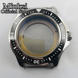 44mm Silver Rvs Case Ceramic Bezel horloge Case Fit ETA2836 Ming DG2813 3804 Miyota8205 8215 821A Beweging