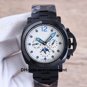 44MM Super Edition Montres pour hommes Sun Moon Star 9100 Mouvement Montre mécanique automatique en acier inoxydable 316L Night Glow Deep Waterproof Royal Navy Montres-bracelets