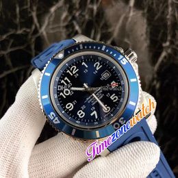 44mm SuperOcean II A17392D8.C910.228S.A20S.1 Automatische Heren Horloge Blauw Dial Steel Case Blue Rubberen Strap Sport Gents Horloges TimeZonewatch A03C1