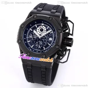 44 mm Survivor 26165io Automatic Mens Watch 26165 Zwart textureerde wijzerplaat PVD Black Steel Case Rubberen Riem geen chronograaf Gent Sport Nieuwe horloges TimeZoneWatch A30