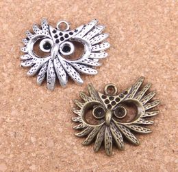 44 pièces Antique argent plaqué Bronze plaqué gros oeil hibou tête pendentif à breloques collier à faire soi-même Bracelet Bracelet résultats 3026mm9979445