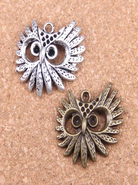 44 pièces Antique argent plaqué Bronze plaqué gros oeil hibou tête pendentif à breloques collier à faire soi-même Bracelet Bracelet résultats 3026mm2572852