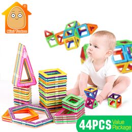 44PCS Große Größe Magnetische Designer Bau Bausteine Educational Kinder Spielzeug DIY Lernen 3D Modelle Für Montage