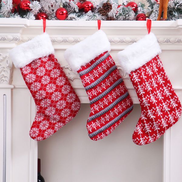 44x25 cm tricot épais bas de noël décorations d'arbre de noël ornements de décoration d'intérieur en 3 éditions CO526